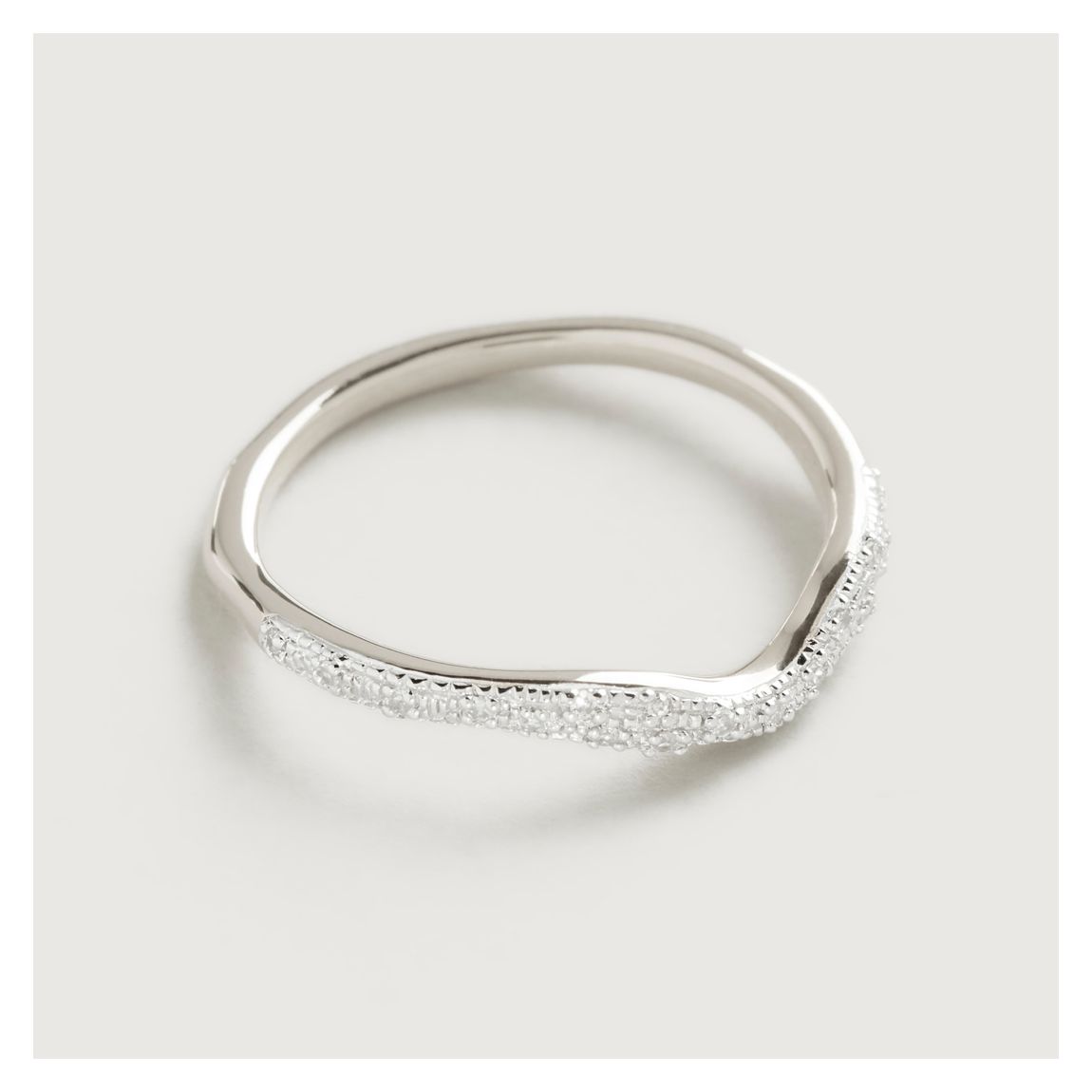 Silver Riva Diamond Wave Stacking Ring main product photo