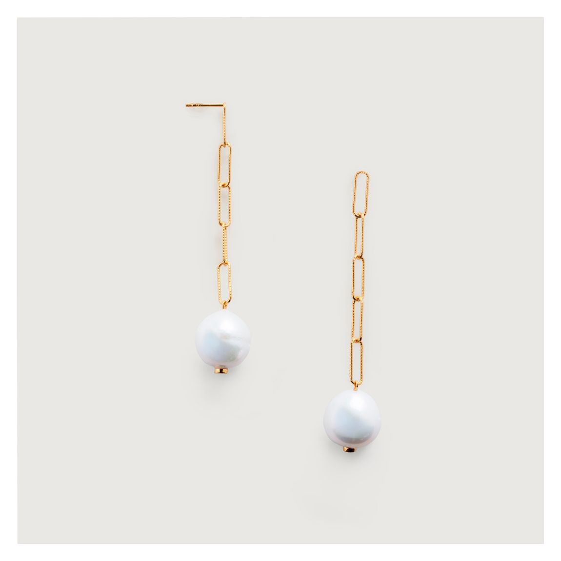 Pearl Gold Plated Baroque Pearl Chain Earrings main product photo