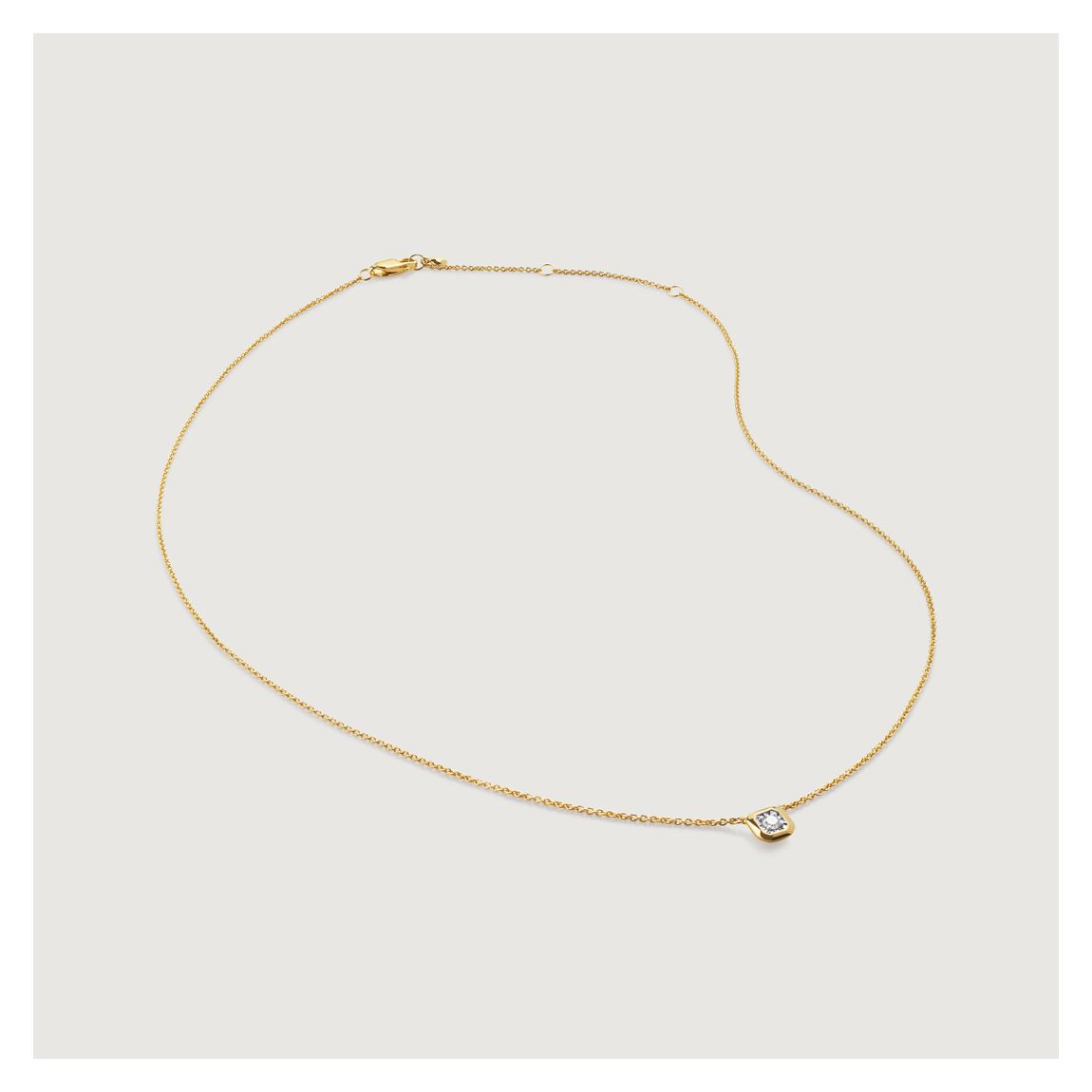Gold Plated Lab Grown Diamond Solitaire Asscher Chain Necklace main product photo