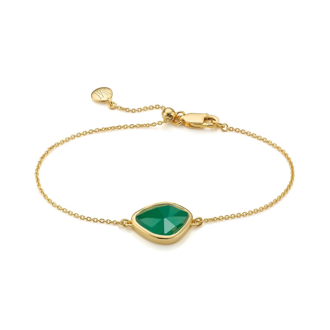 Green Onyx Gold Plated Siren Nugget Bracelet main product photo