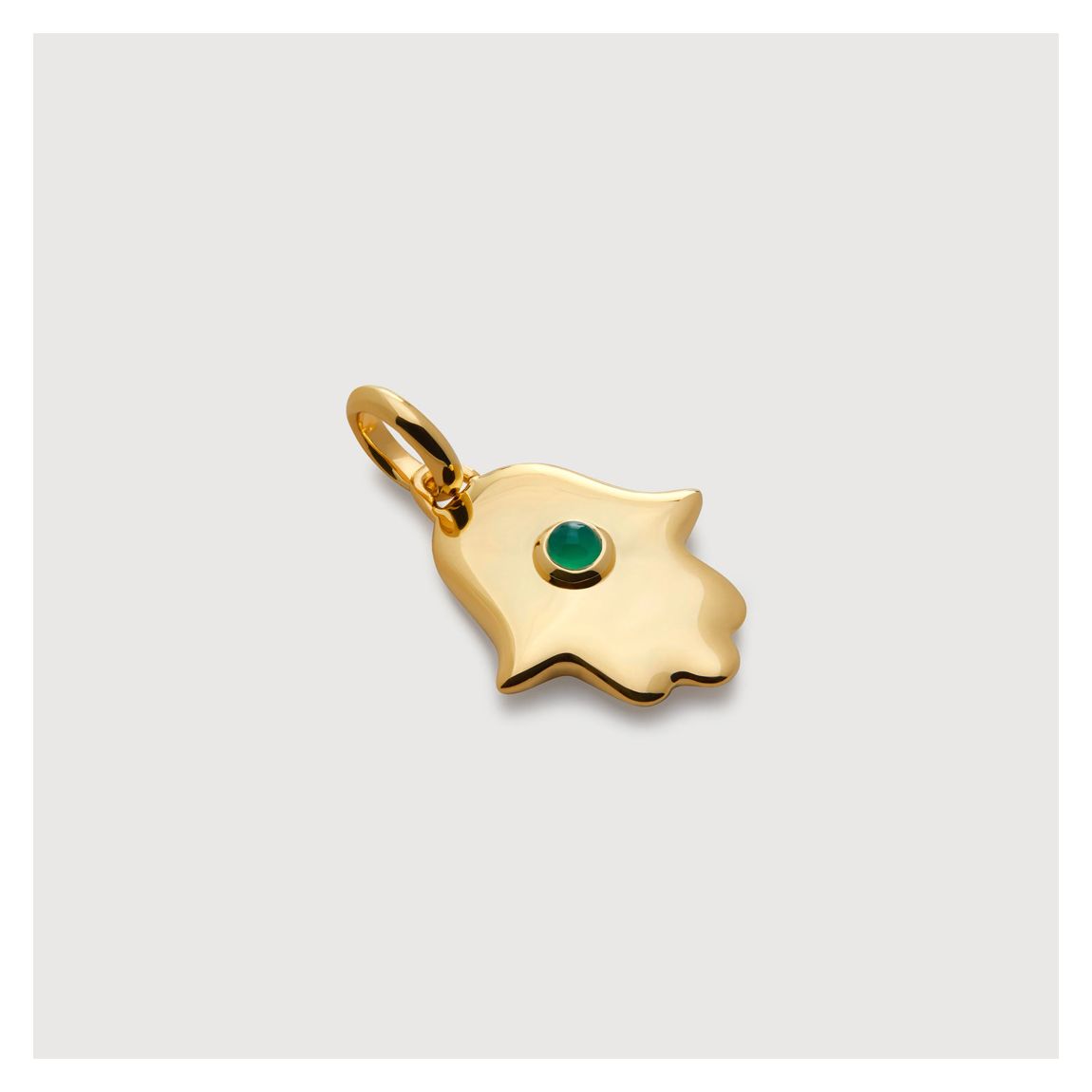 Green Onyx Gold Plated Hamsa Pendant Charm main product photo