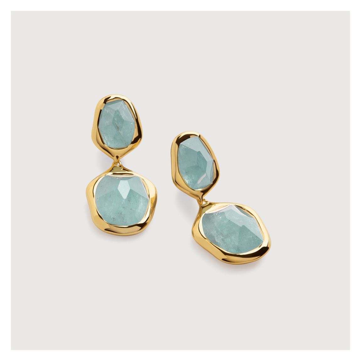 Aquamarine Gold Plated Odyssey Gemstone Cocktail Earrings main product photo