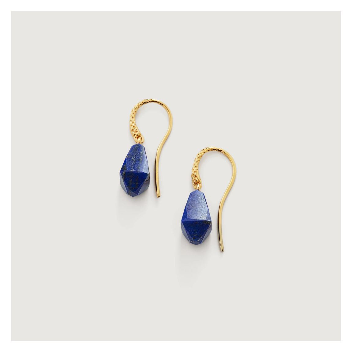 Lapis Gold Plated Geometric Gemstone Wire Earrings main product photo