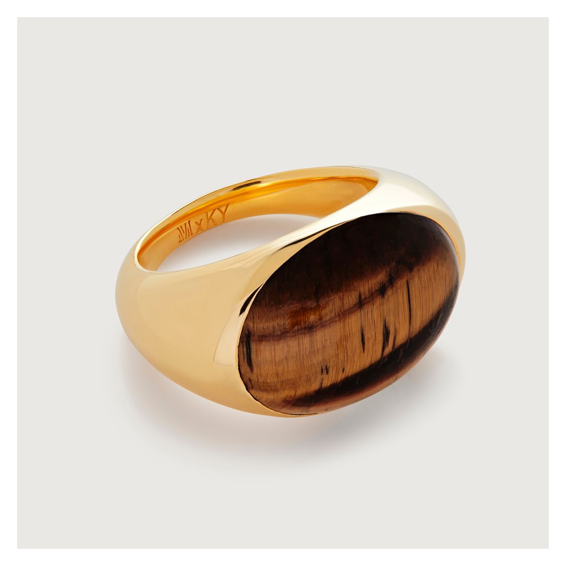 Tigers Eye Gold Plated Kate Young Gemstone Ring main product photo