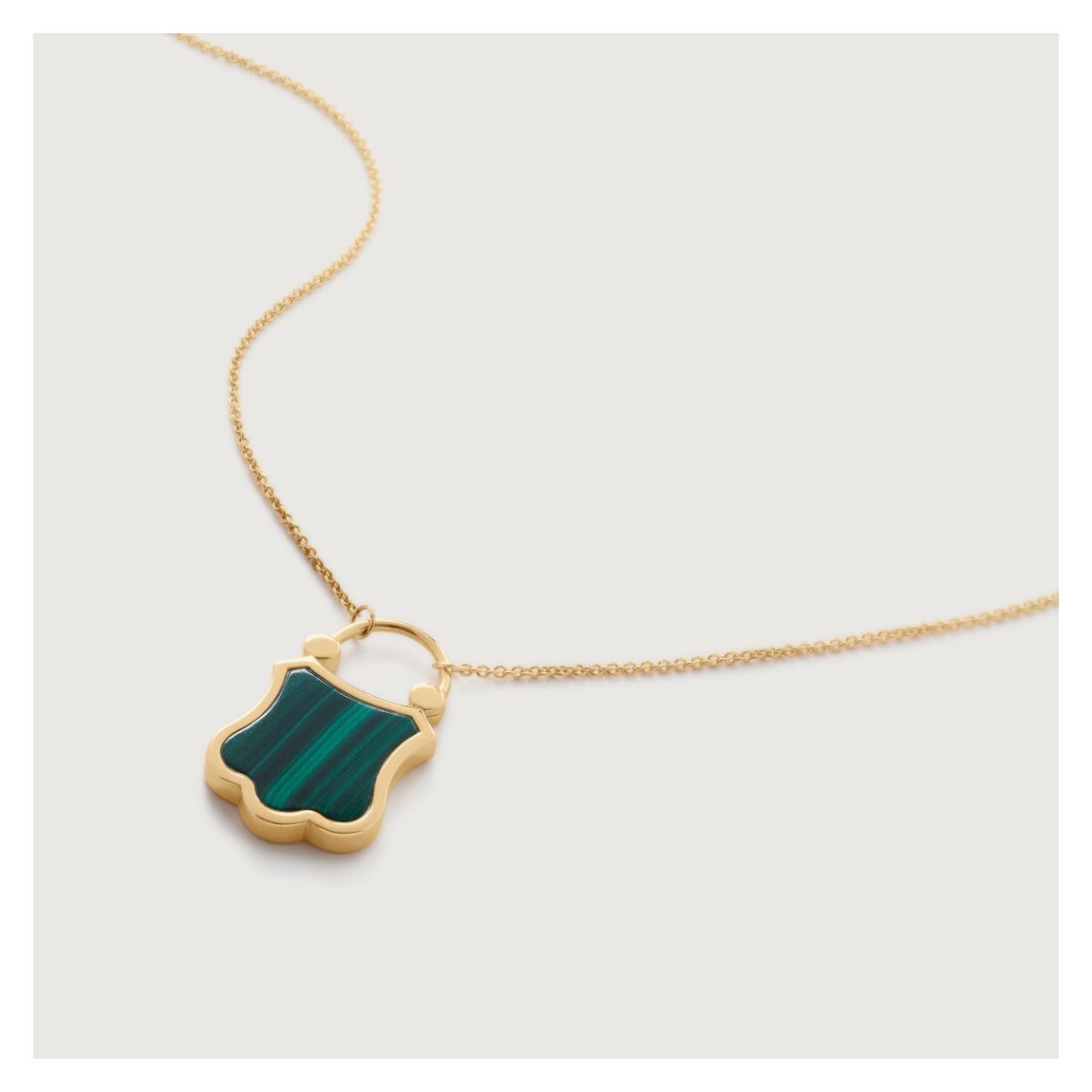 Gold Plated Shield Gemstone Padlock Fine Chain Necklace 41-46cm main product photo