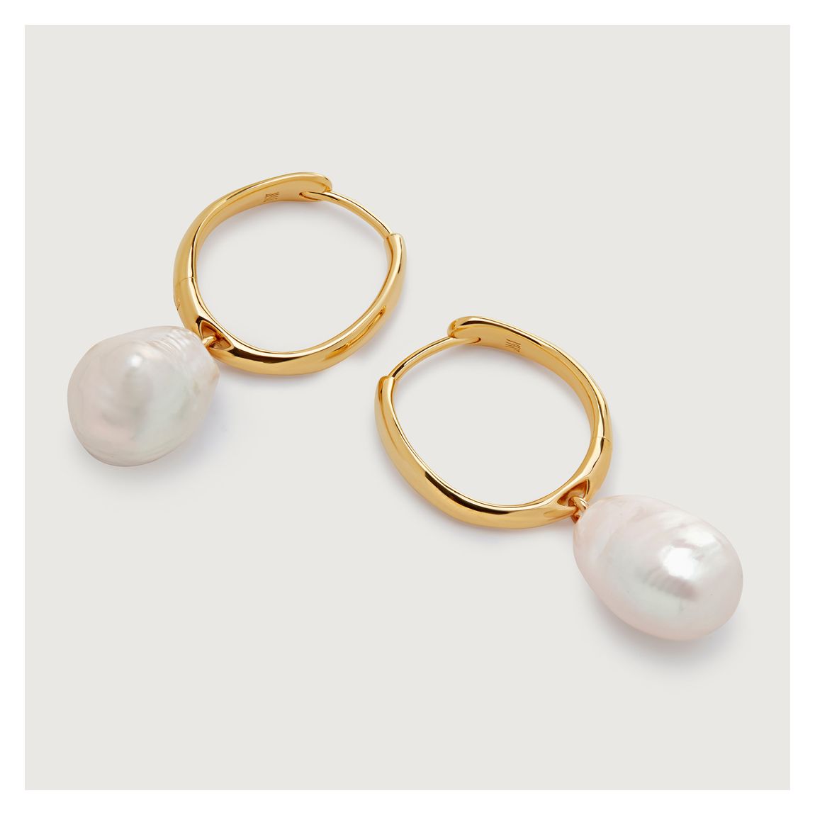 Gold Plated Pearl Nura Reef Baroque Pearl Large Hoop Earrings main product photo