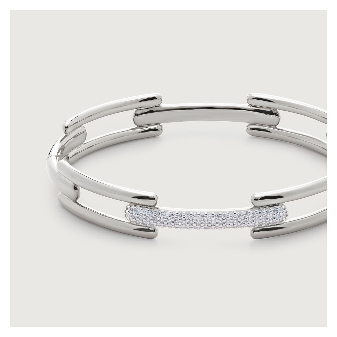 Silver Diamond Signature Link Bangle main product photo