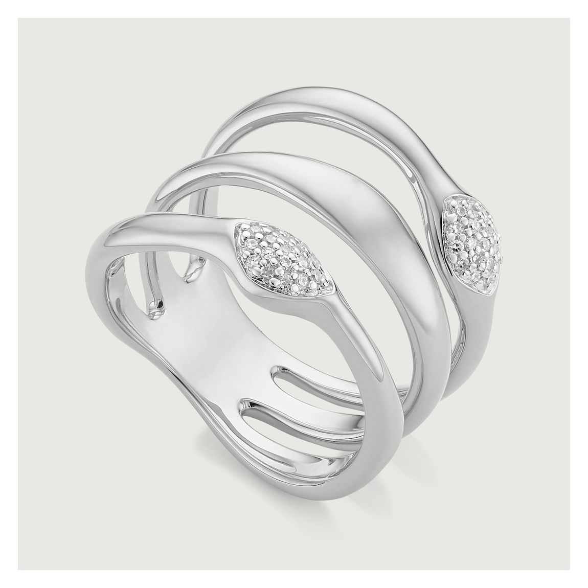 Silver Nura Teardrop Multi Band Diamond Ring main product photo