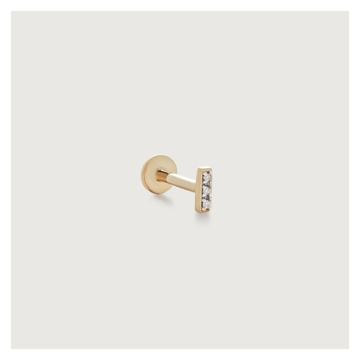 Yellow Gold Diamond YG Linear Diamond Bar Single Labret Piercing Earring main product photo