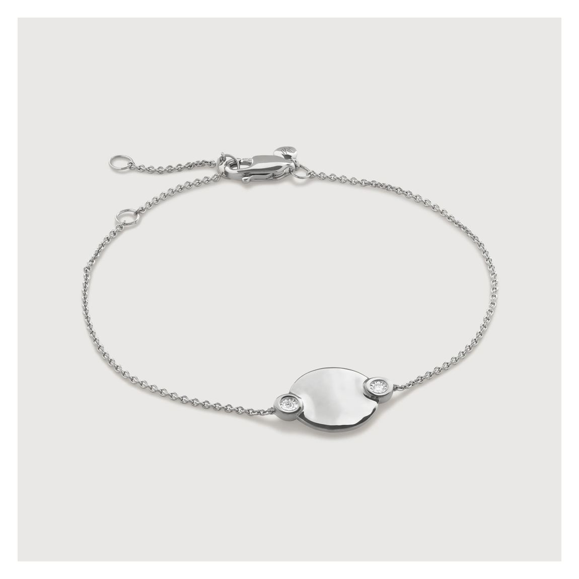 Silver Lab Grown Diamond Engravable Chain Bracelet main product photo