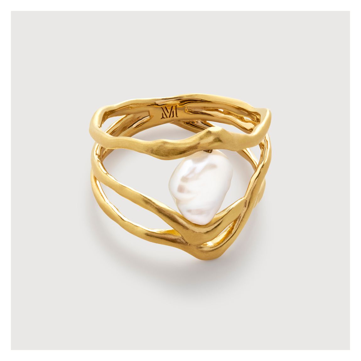 Pearl Gold Plated Amy Powney Keshi Pearl Wrap Ring main product photo