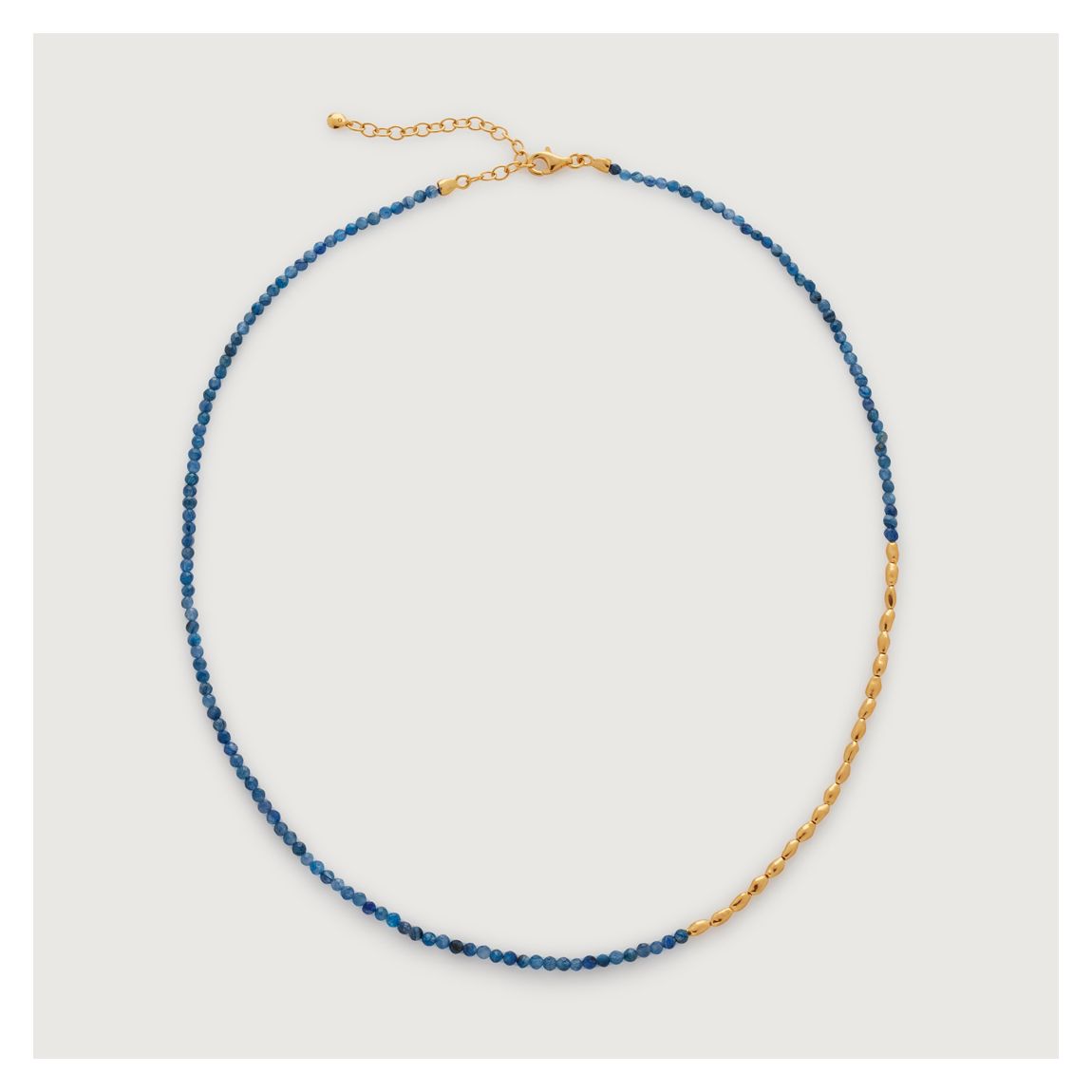 Kyanite Gold Plated Mini Nugget Gemstone Beaded Necklace main product photo
