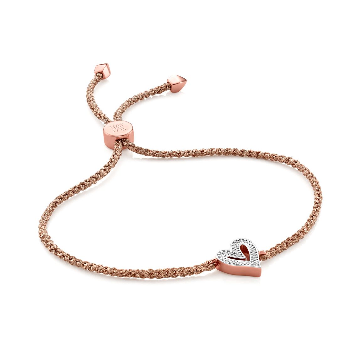 Rose Gold Alphabet Heart Diamond Friendship Bracelet main product photo