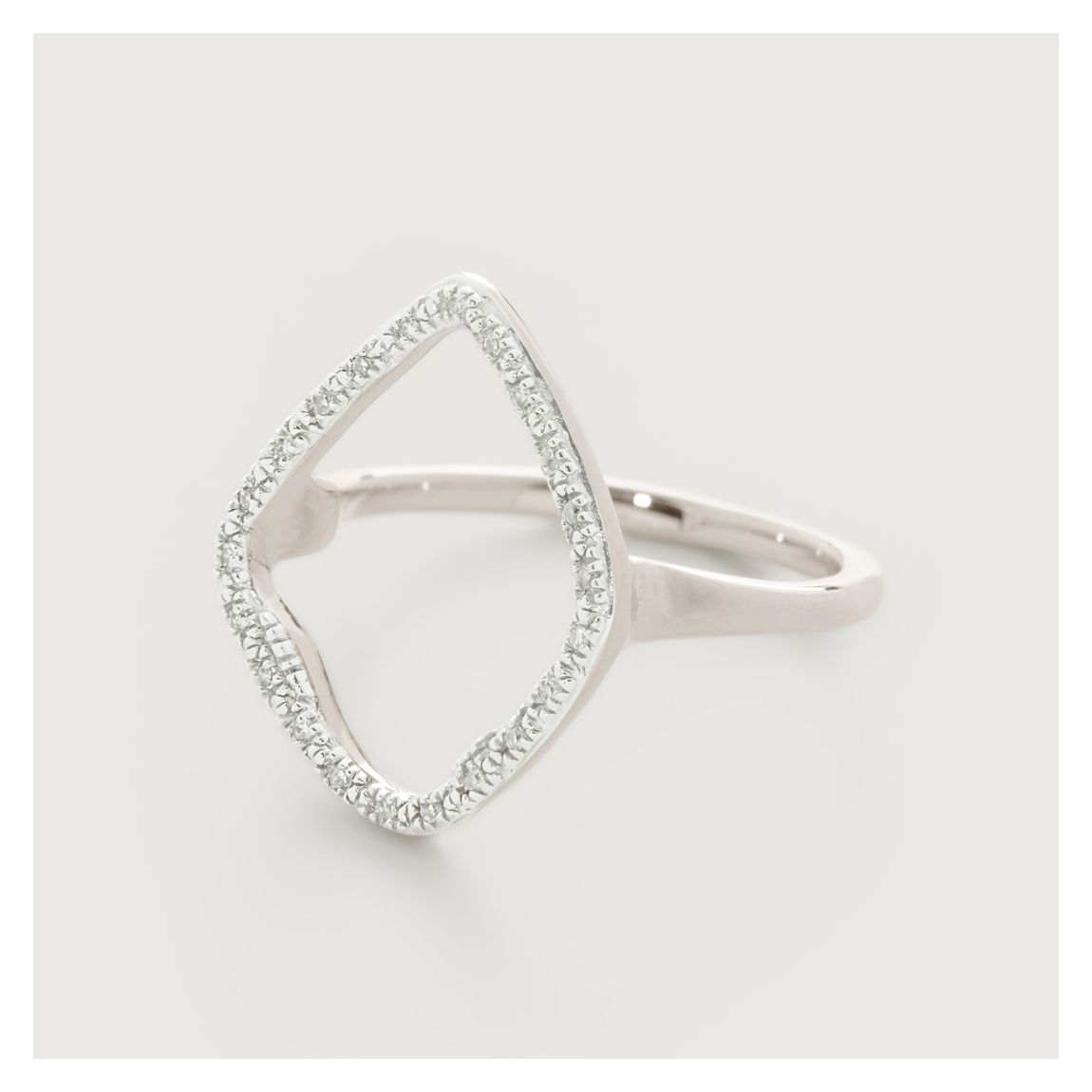 White Diamond Silver Riva Hoop Cocktail Ring main product photo