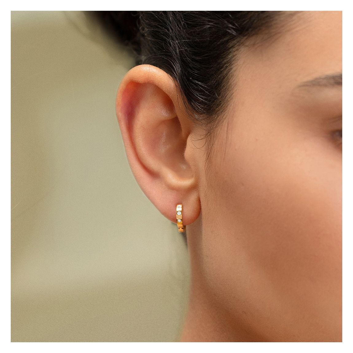 Gold Fiji Gem Diamond Mini Huggie Earrings main product photo