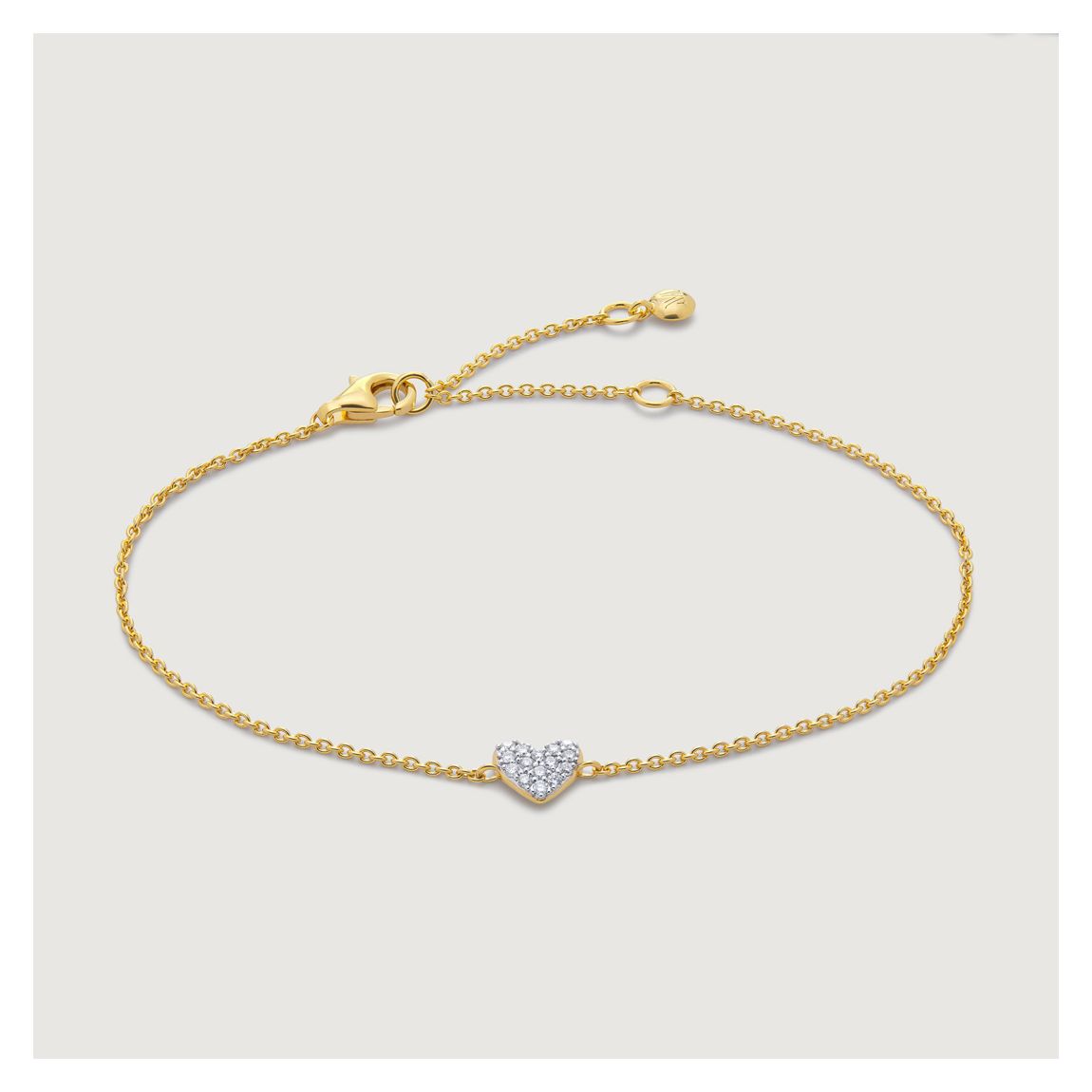 Gold Plated Lab Grown Diamond Heart Chain Bracelet main product photo