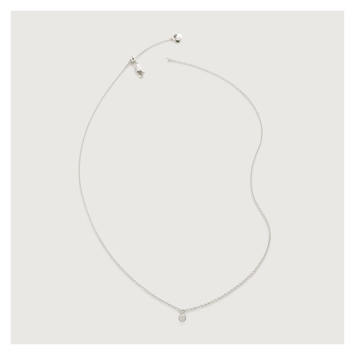 Sterling Silver Fiji Tiny Button Single Diamond Necklace main product photo