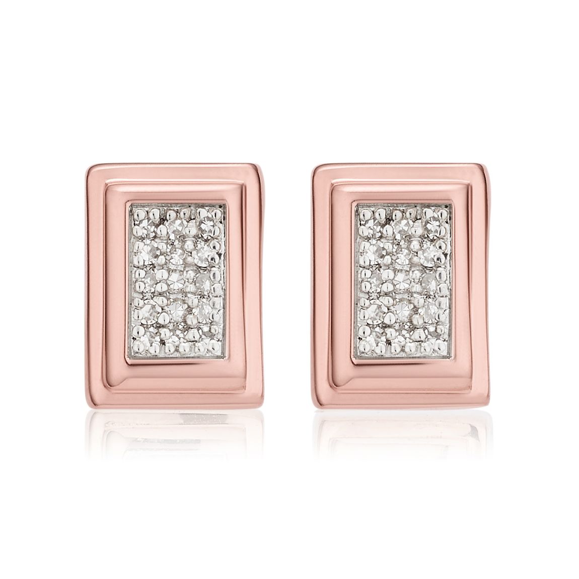 Rose Gold Baja Deco Stud Diamond Earrings main product photo