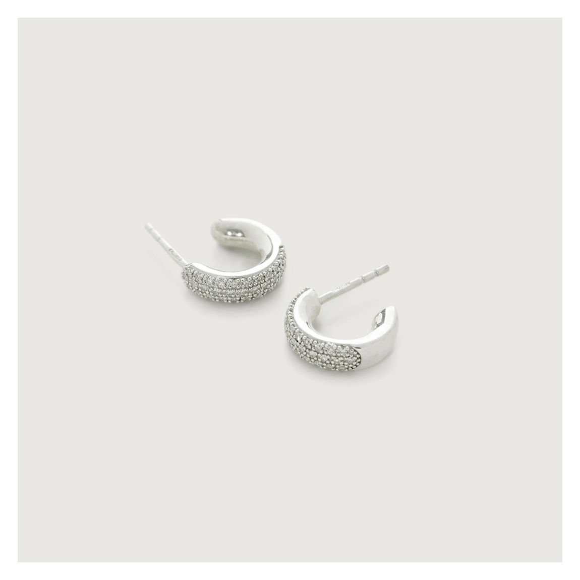Sterling Silver Fiji Mini Diamond Huggie Earrings main product photo