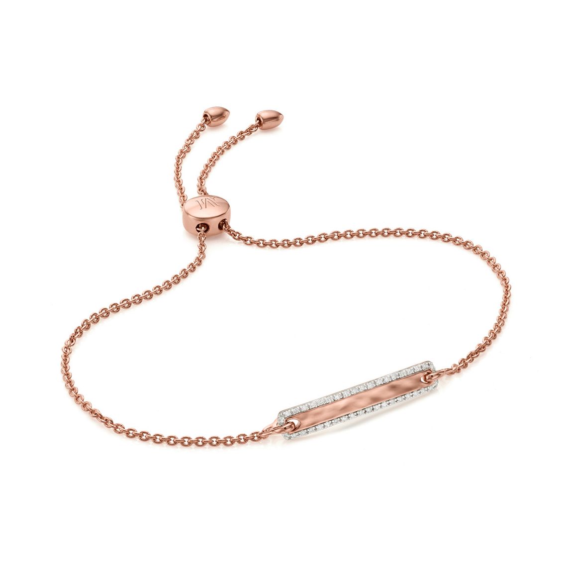 Rose Gold Havana Tiny Bar Diamond Friendship Chain Bracelet main product photo