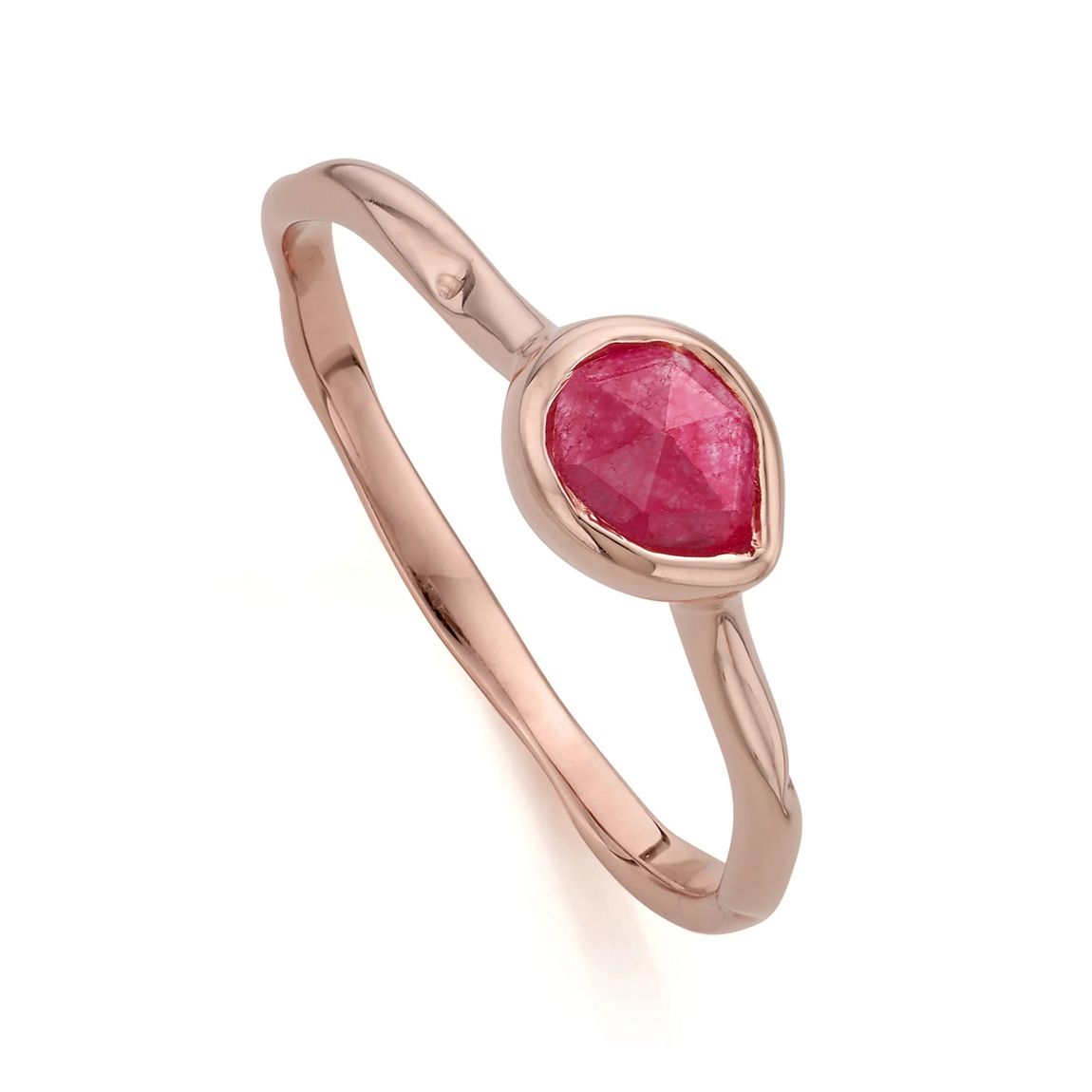 Pink Quartz Rose Plated Siren Small Stacking Ring main product photo