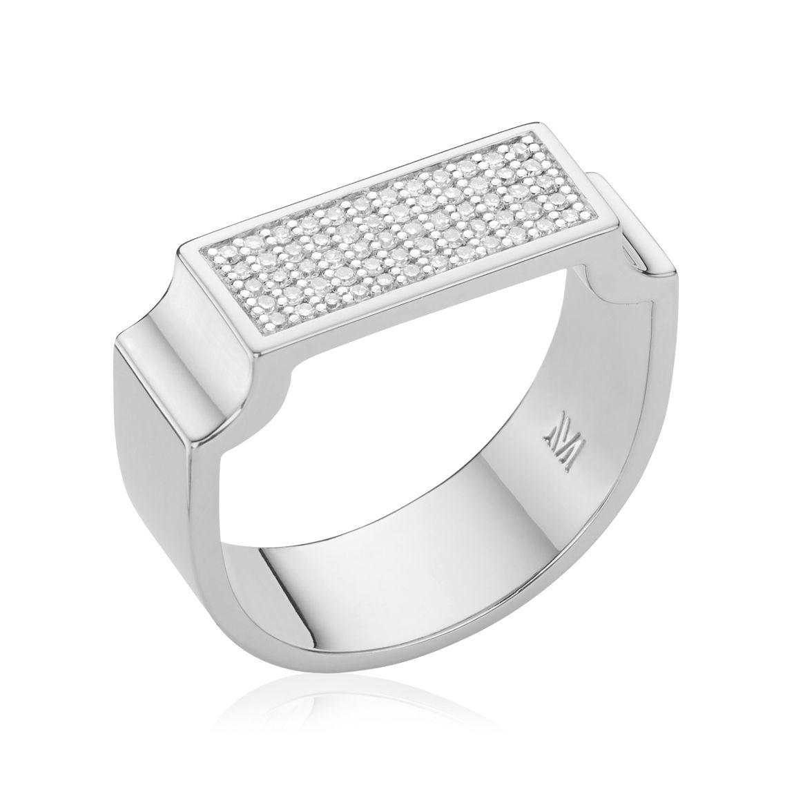 Silver Signature Wide Diamond Ring main product photo