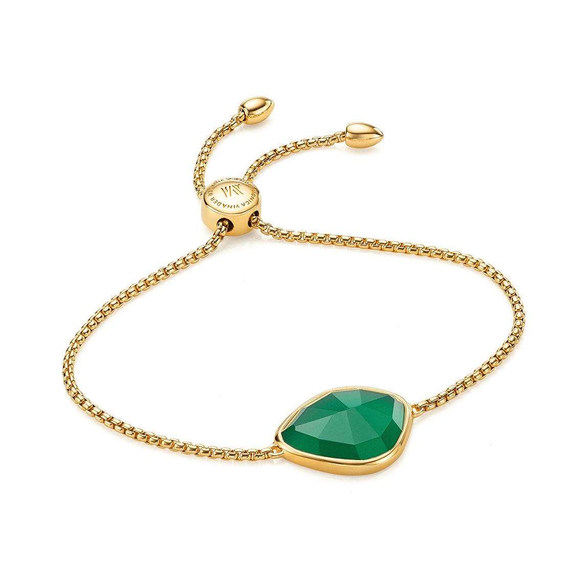 Green Onyx Gold Plated Siren Nugget Cocktail Friendship Chain Bracelet main product photo