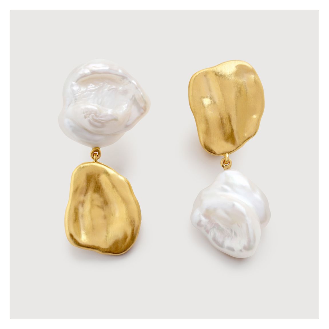 Pearl Gold Plated Amy Powney Keshi Pearl Large Drop Earrings main product photo