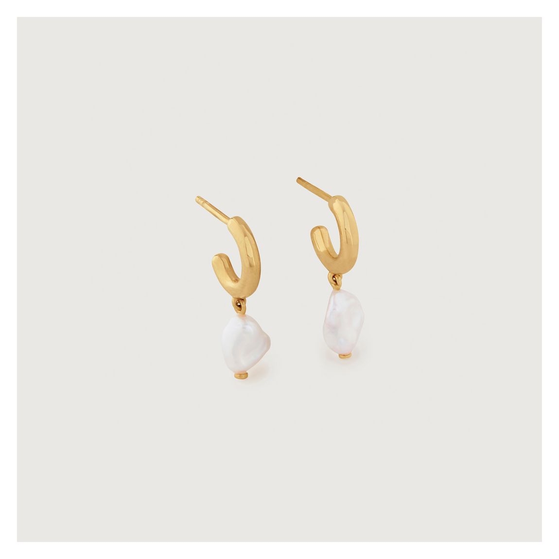Gold Nura Keshi Pearl Huggie Earrings main product photo