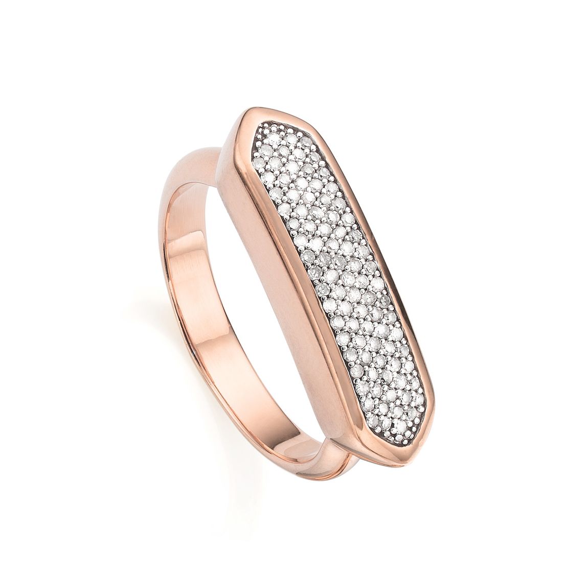 Rose Gold Skinny Bar Diamond Ring Size M main product photo