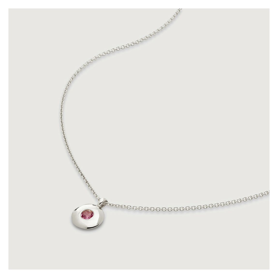 Pink Tourmaline Sterling Silver October Birthstone Necklace main product photo