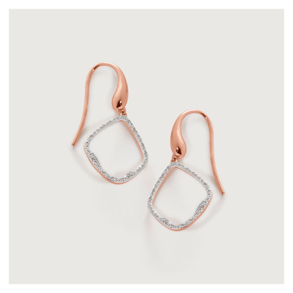 White Diamond Rose Gold Riva Hoop Earrings main product photo