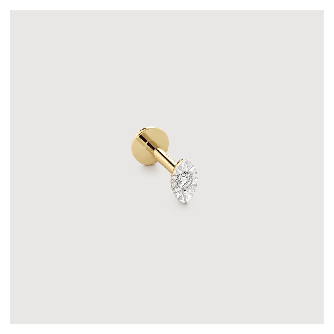 Yellow Gold Lab Grown Marquise Single Labret Piercing Earring main product photo