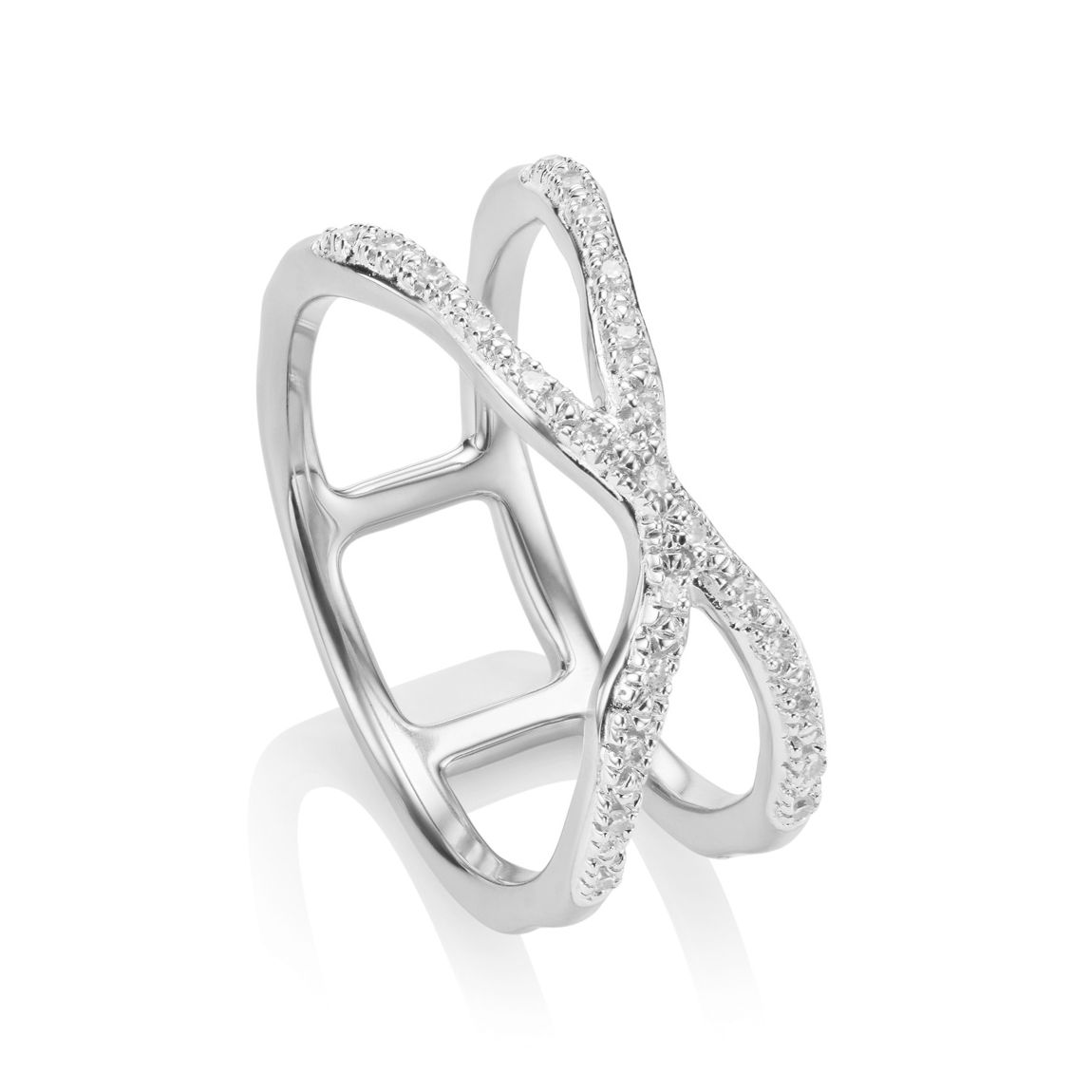 Silver Riva Wave Cross Ring main product photo