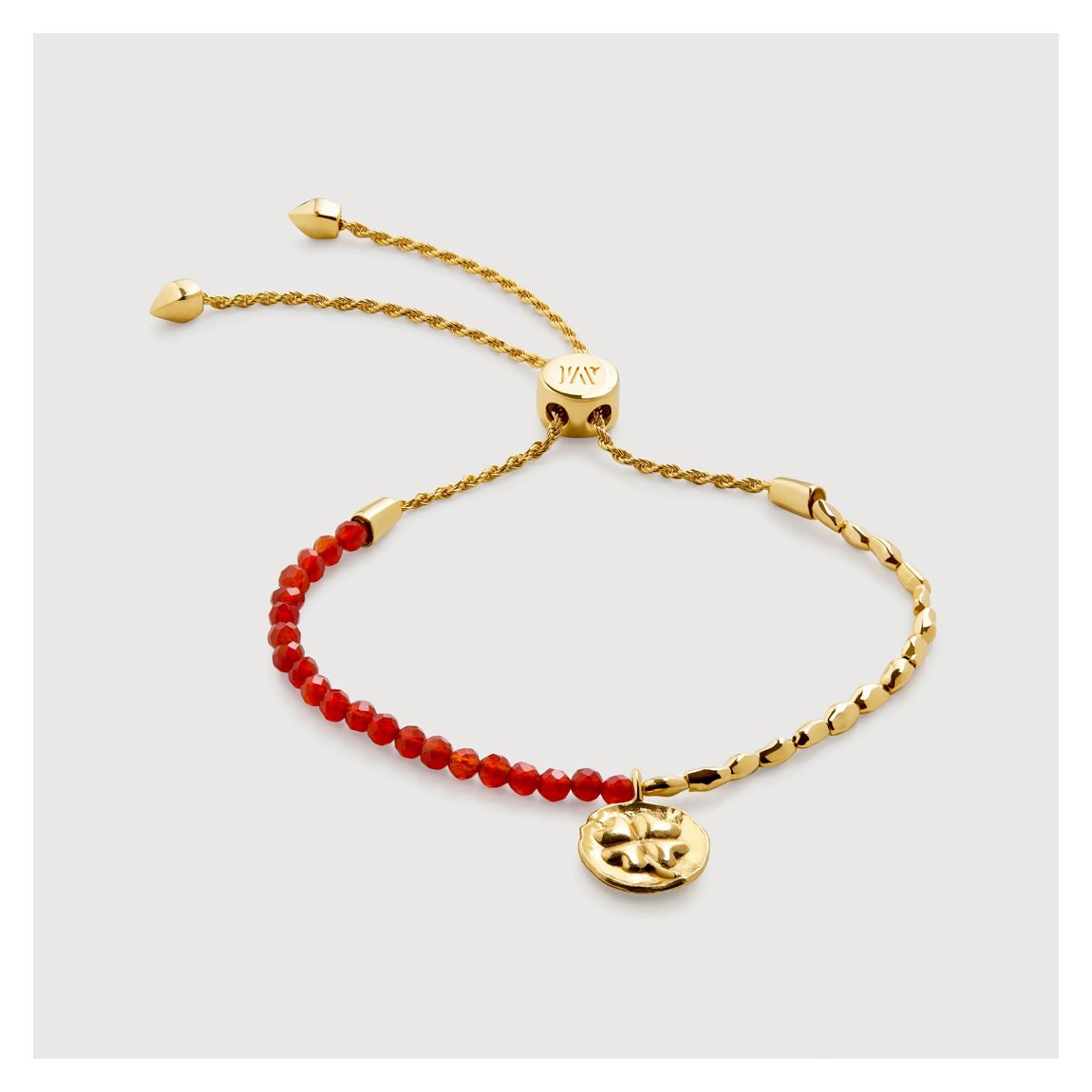 Red Onyx Gold Lucky Mini Beaded Friendship Bracelet main product photo