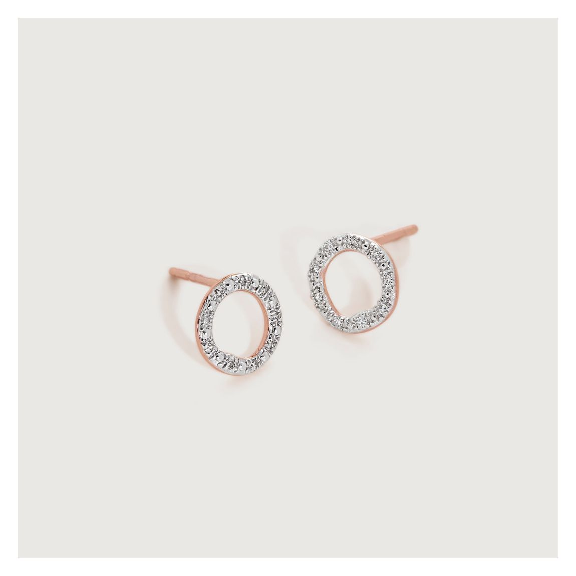 White Diamond Rose Gold Riva Circle Stud Earrings main product photo