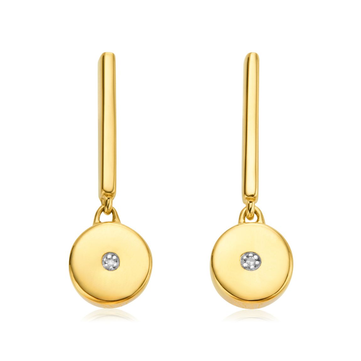 Gold Plated Linear Solo Drop Diamond Earrings main product photo