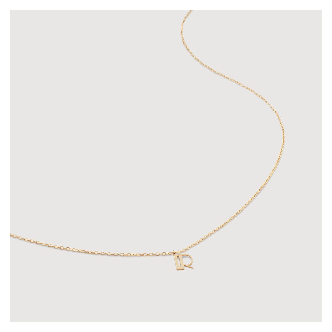 Yellow Gold Small Initial R Necklace main product photo