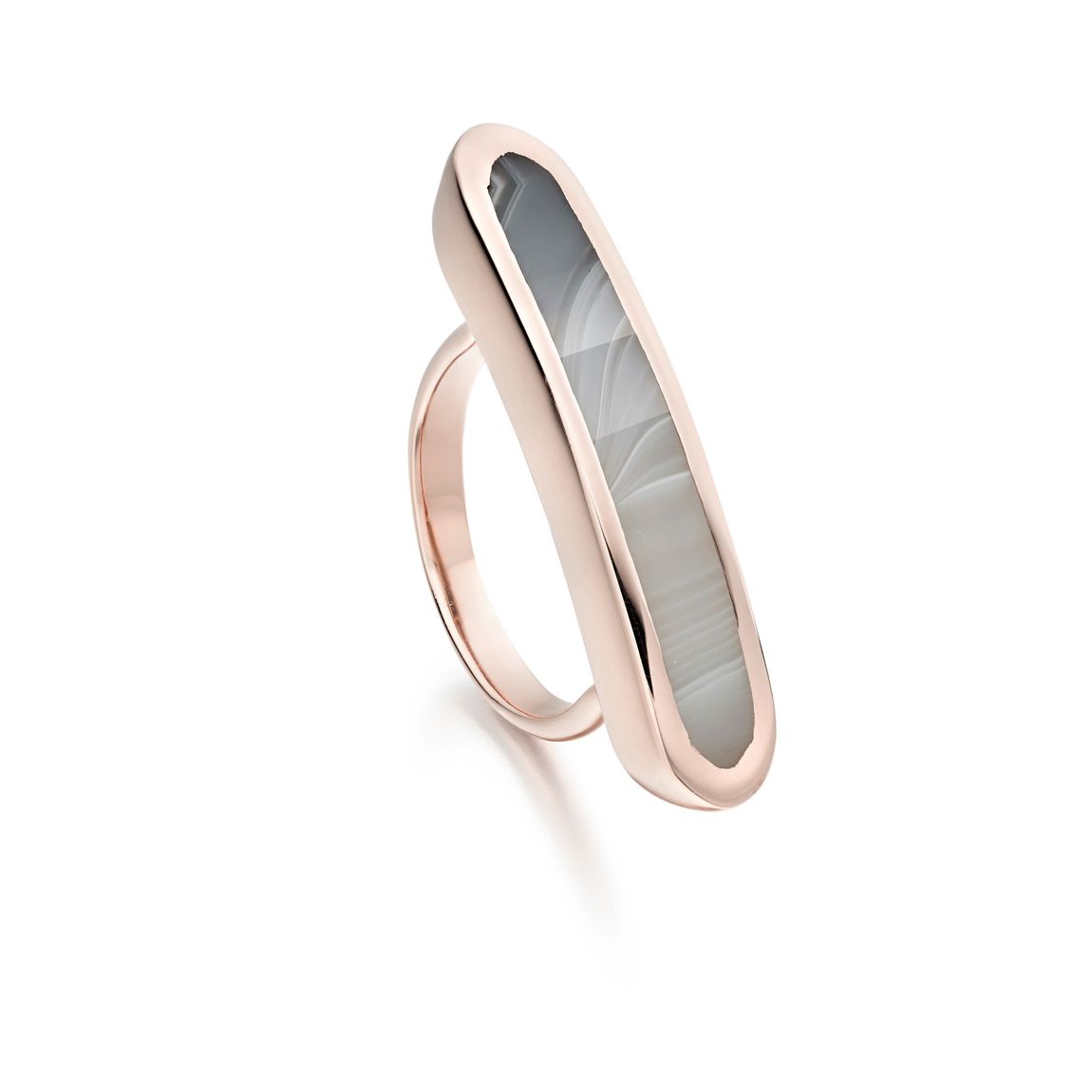 Rose Gold Grey Agate Baja Long Ring Size I main product photo