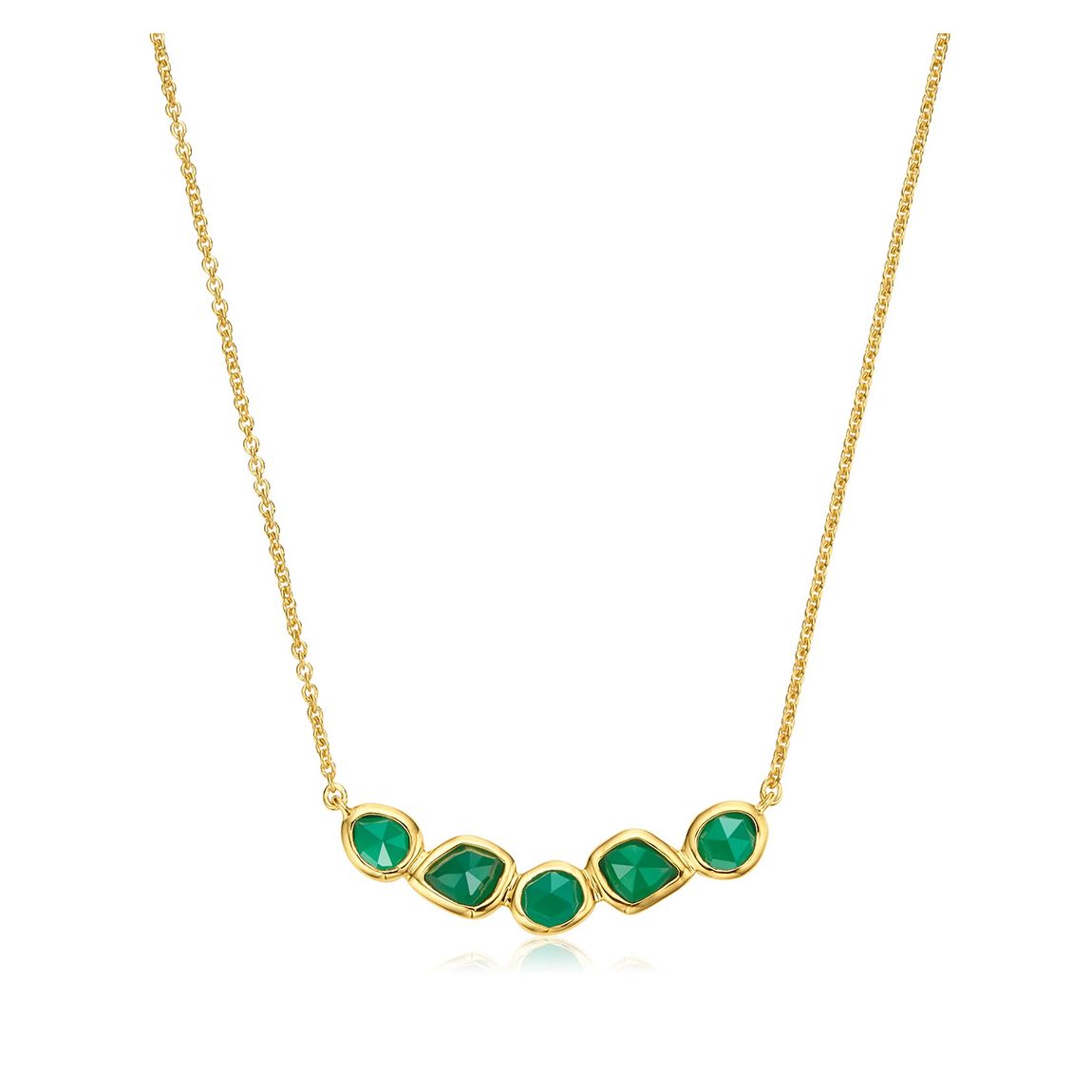 Green Onyx Gold Plated Siren Mini Nugget Cluster Necklace main product photo