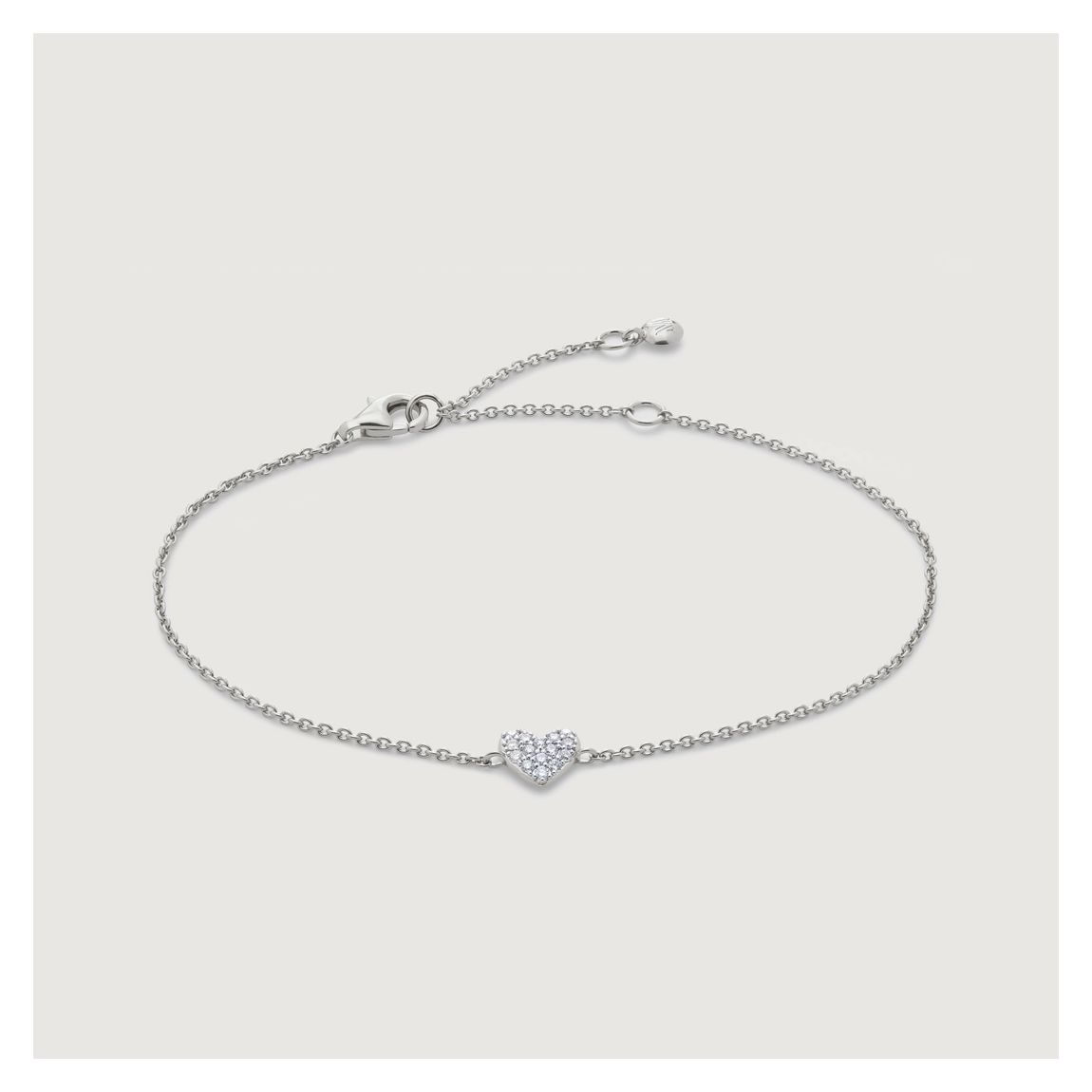 Silver Lab Grown Diamond Heart Chain Bracelet main product photo
