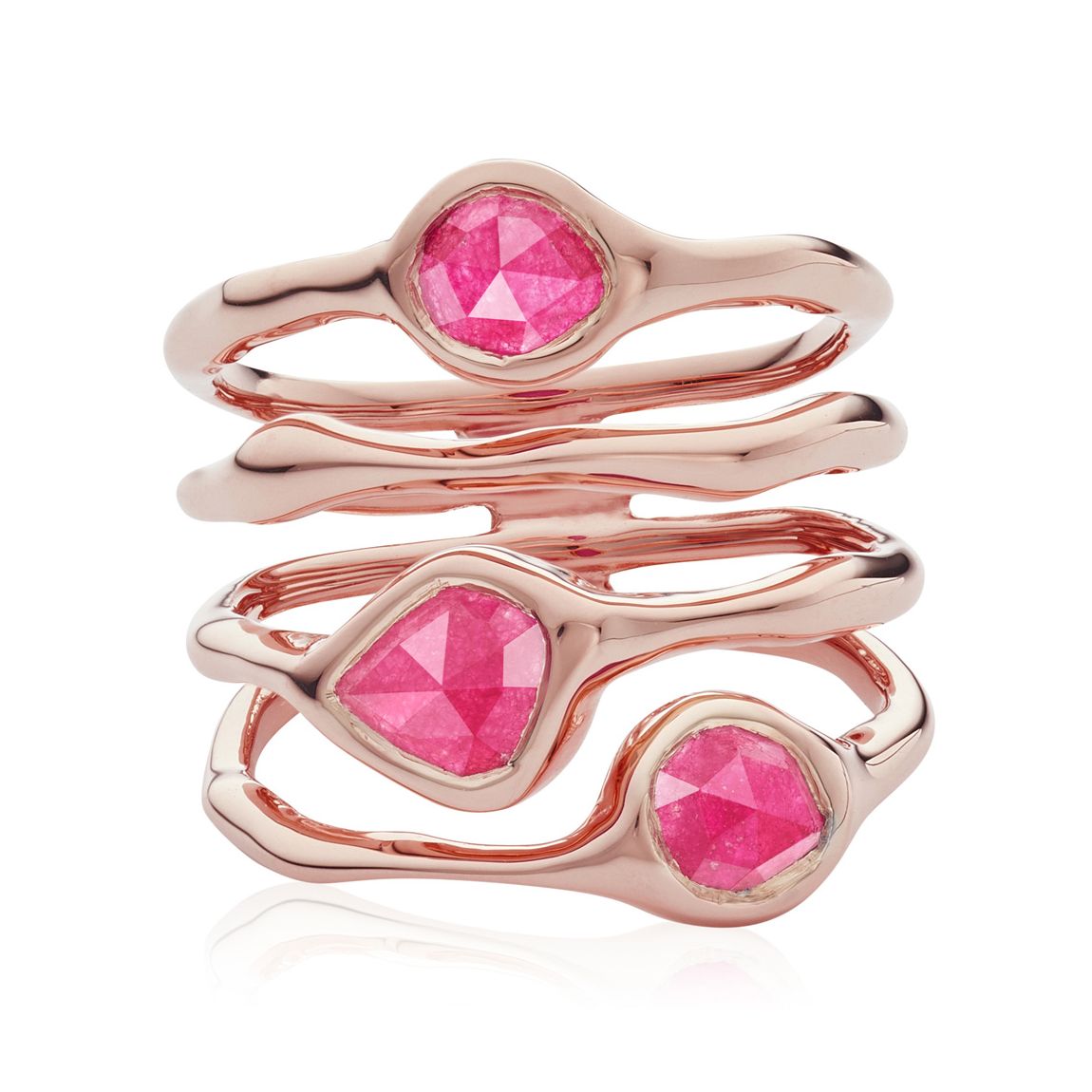 Rose Gold Pink Quartz Siren Cluster Cocktail Ring Size I main product photo