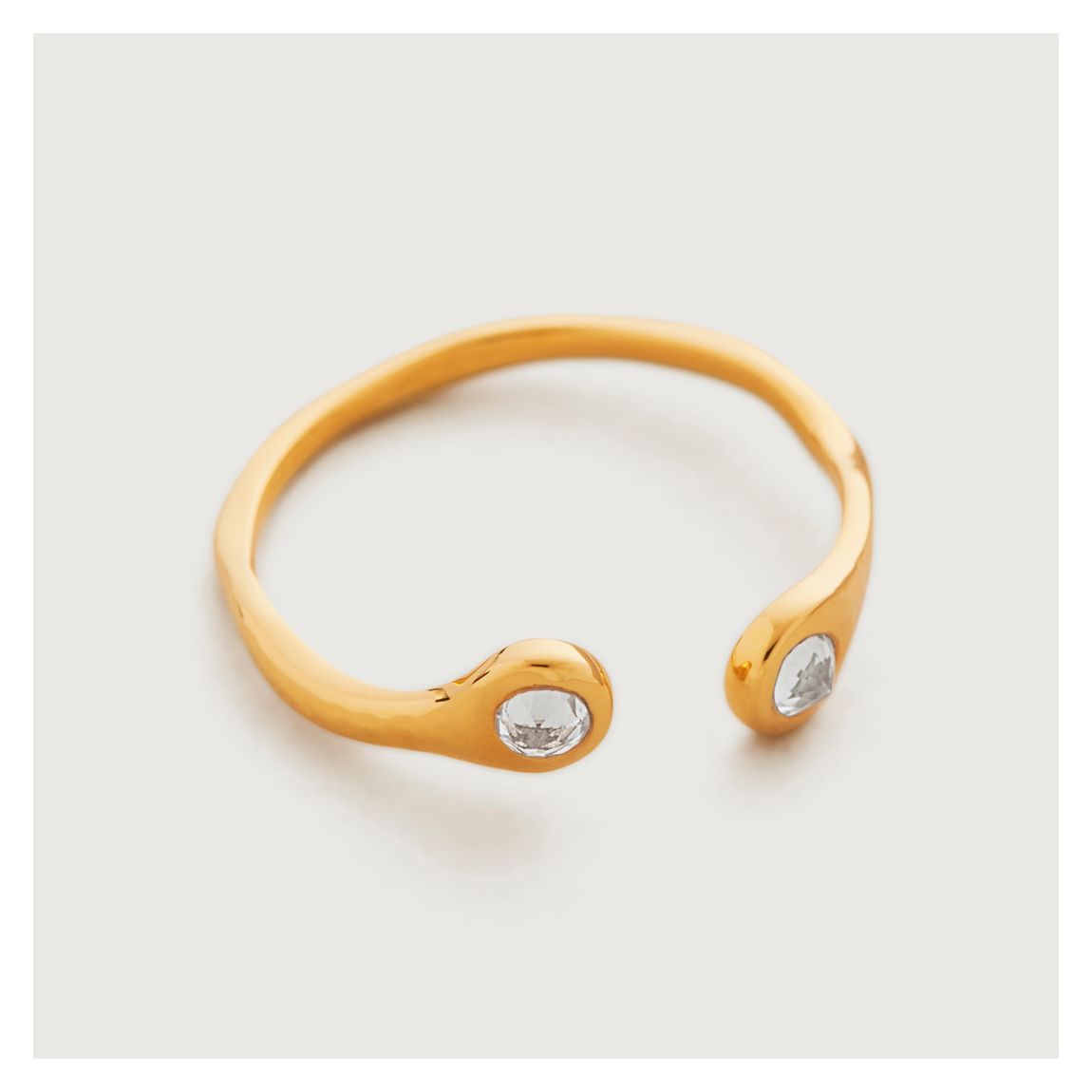 Gold Plated Mini Gem White Topaz Open Ring main product photo