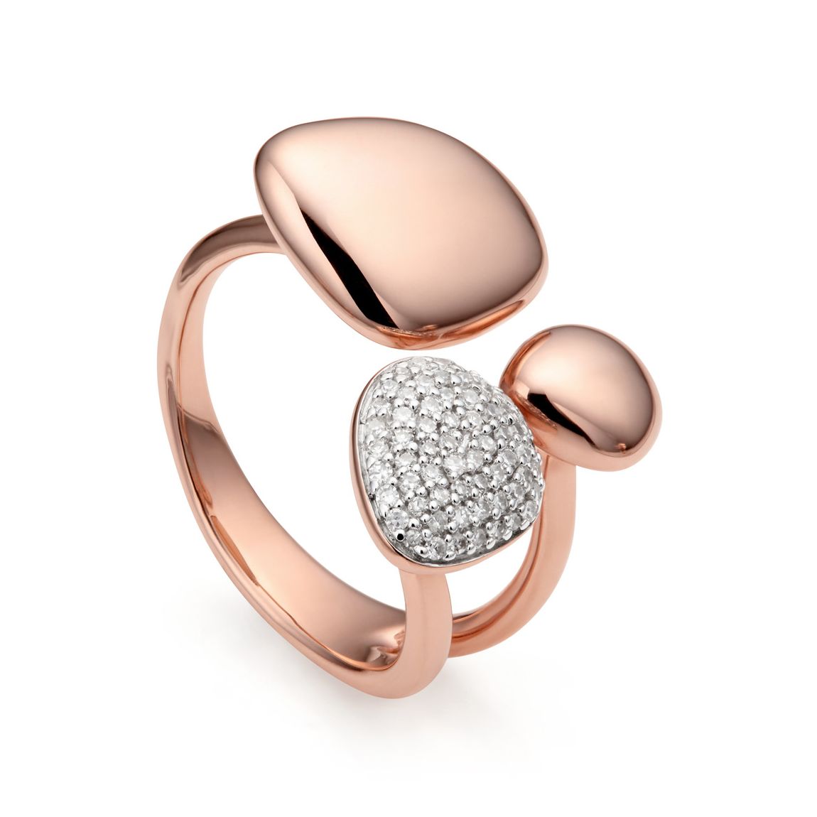 Rose Gold Plated Nura Pebble Cluster Diamond Ring main product photo