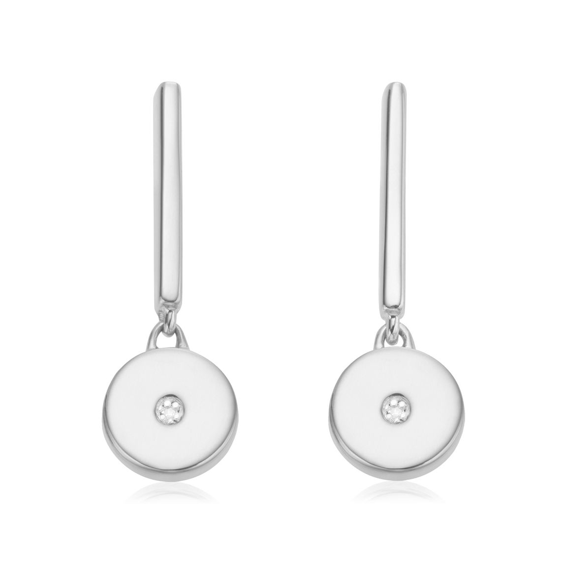 Silver Linear Solo Drop Diamond Earrings main product photo