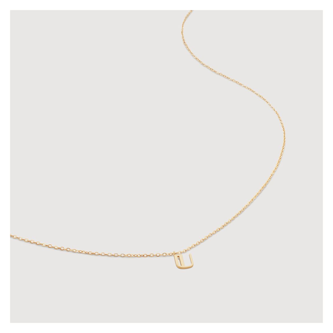 Yellow Gold Small Initial U Necklace main product photo