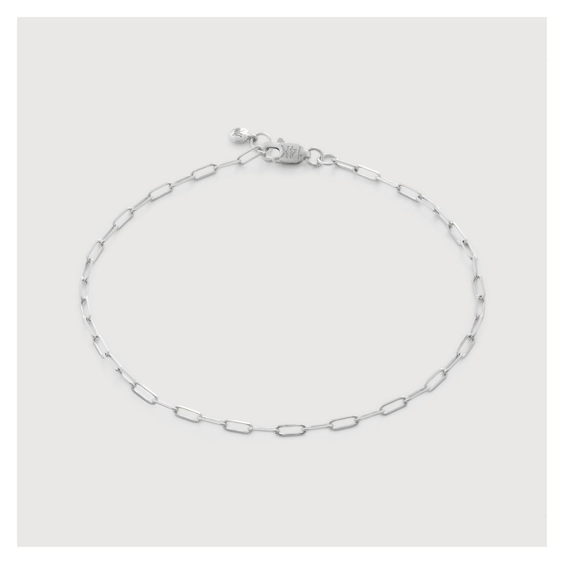 White Gold Paperclip Chain Bracelet main product photo