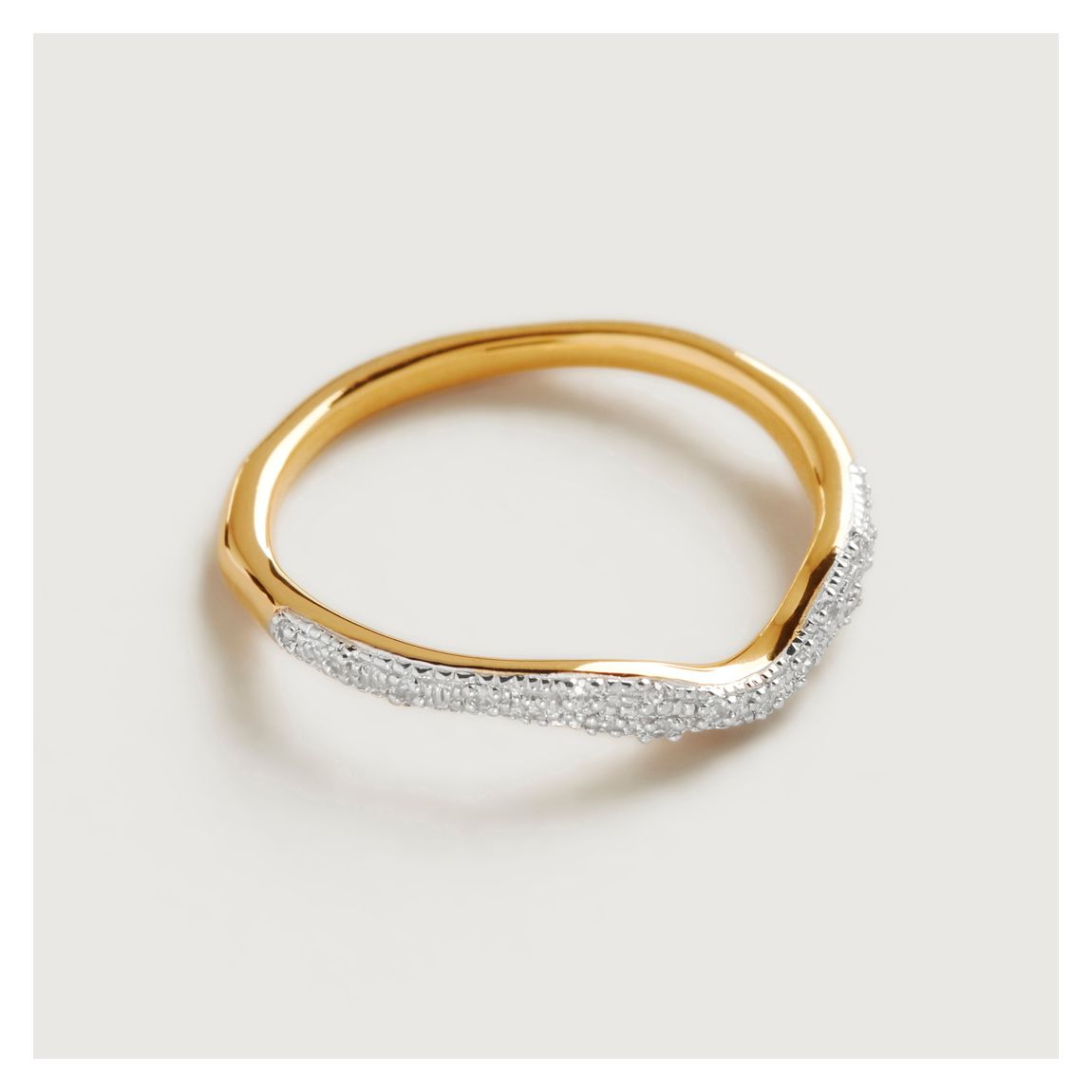 Gold Plated Riva Diamond Wave Stacking Ring main product photo
