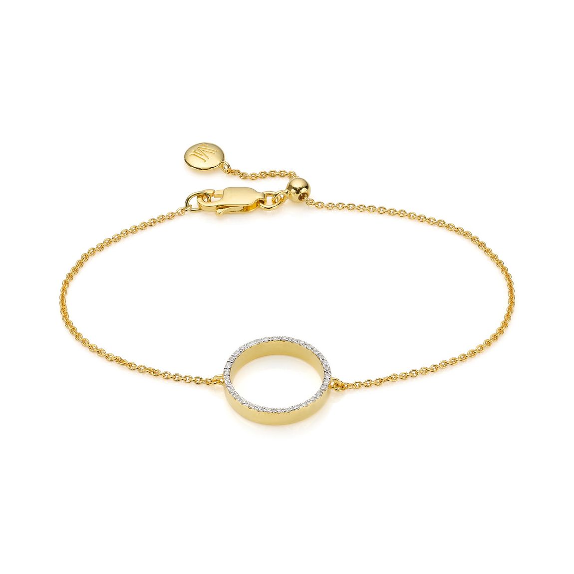 Diamond Gold Plated Naida Circle Open Bracelet main product photo