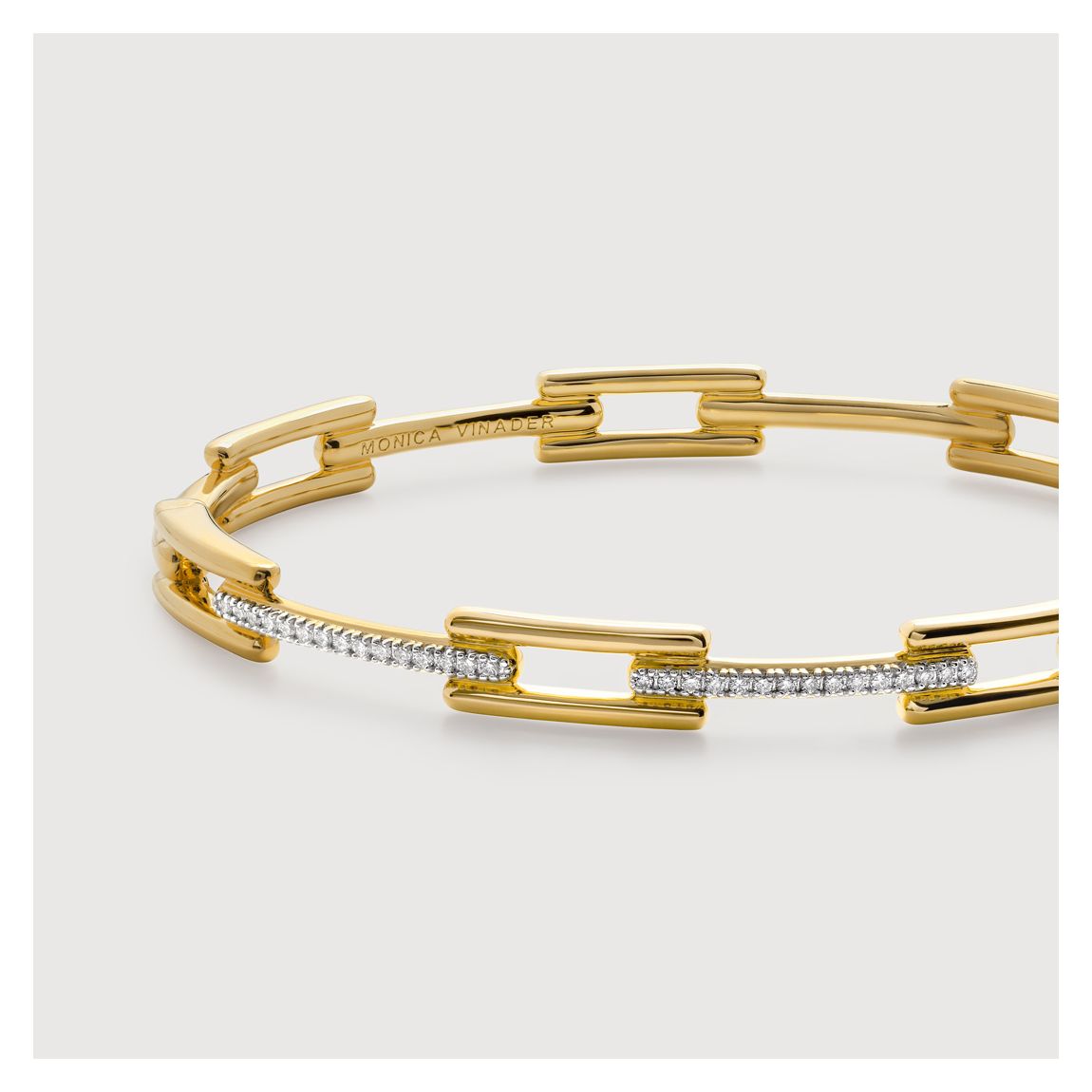 Gold Plated Diamond Signature Link Skinny Bangle main product photo